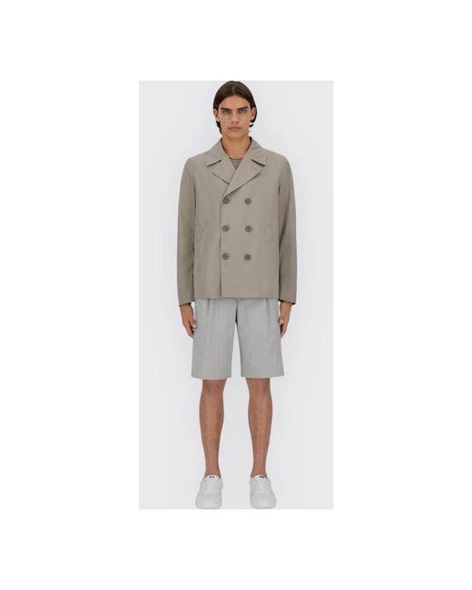 Herno Gray Double-Breasted Coats for men