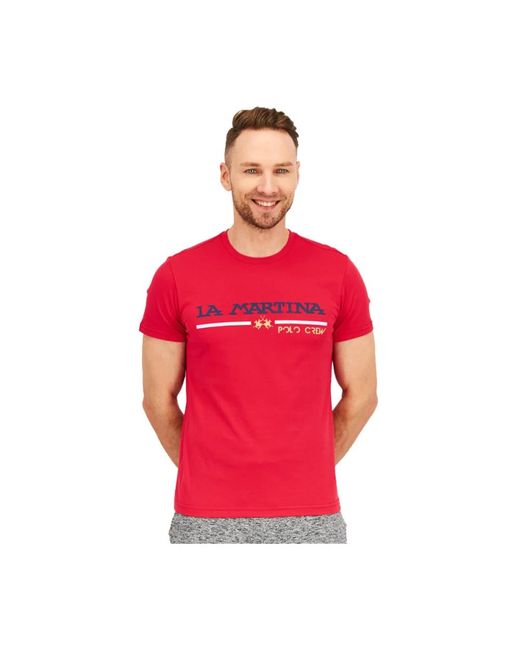 Magliette in jersey con stampa frontale di La Martina in Red da Uomo