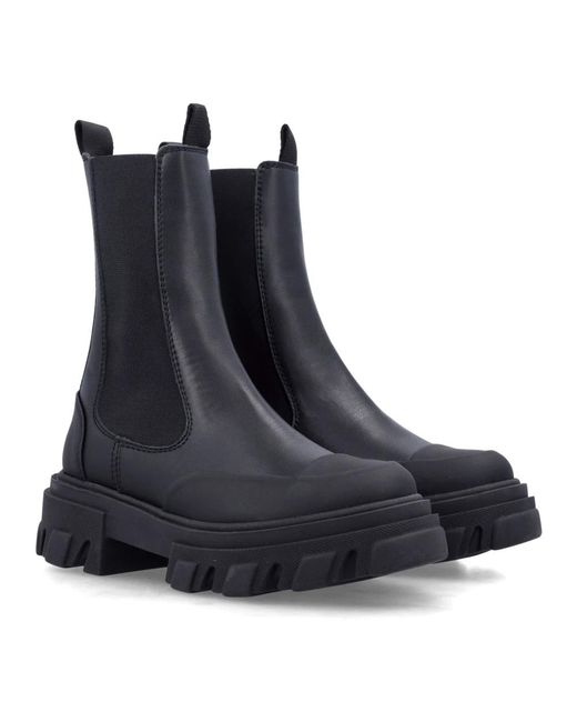 Ganni Blue Cleated Mid Chelsea Boots