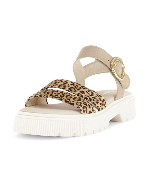 Gabor Schoenen ,Bruin ,Suède Luipaardprint Sandaal in het Metallic