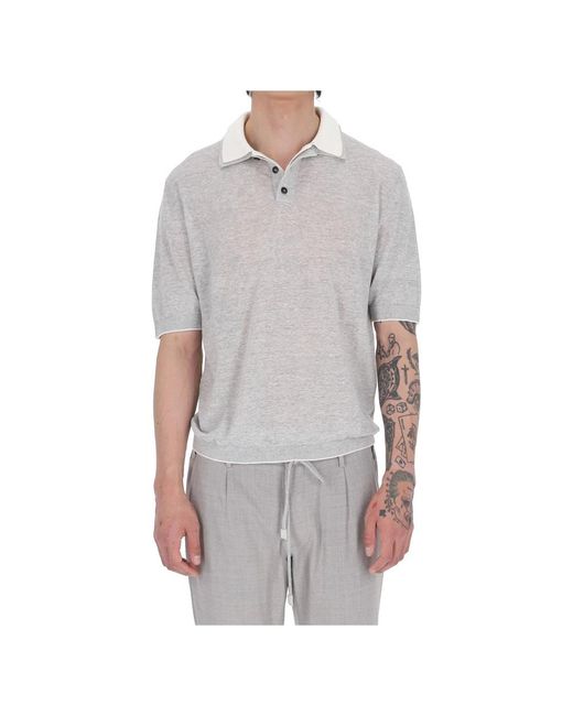Eleventy Polo Met Dubbele Kraag in het Gray voor heren