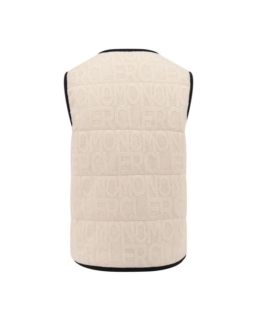 Moncler Natural Weiße Reißverschluss Baumwollmischung Jacke
