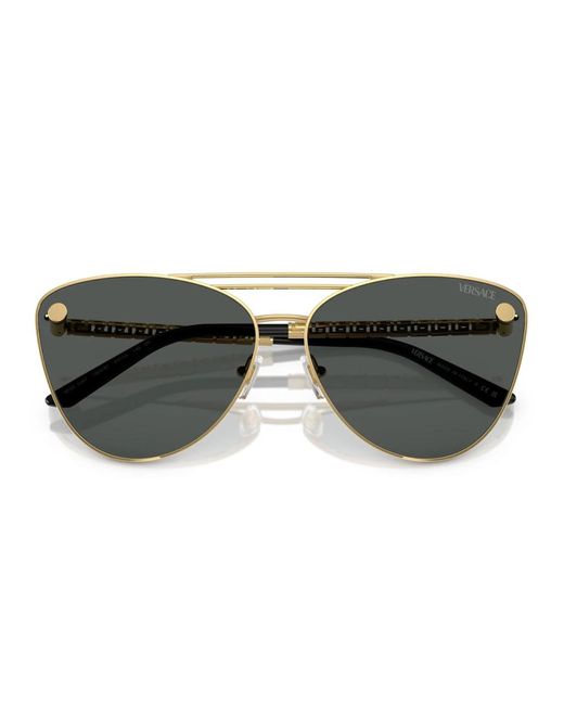 Versace Gray Cat-eye sonnenbrille mit ikonischem design,sonnenbrille mit goldener fassung und dunkelgrauen gläsern