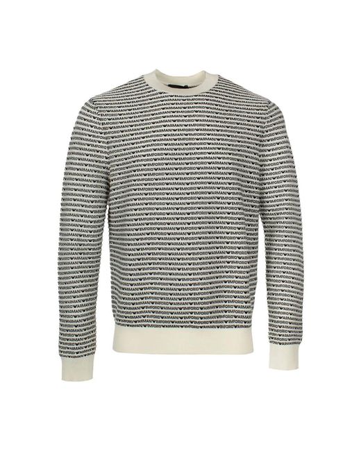 Round-Neck Knitwear Emporio Armani pour homme en coloris Gray