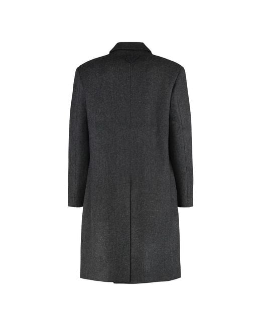 Prada Black Single-Breasted Coats for men