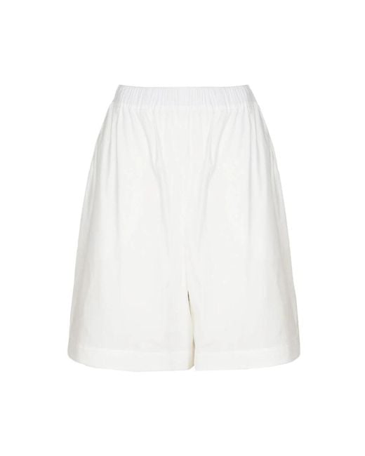 Shorts de playa de algodón blanco con cintura elástica Max Mara de color White