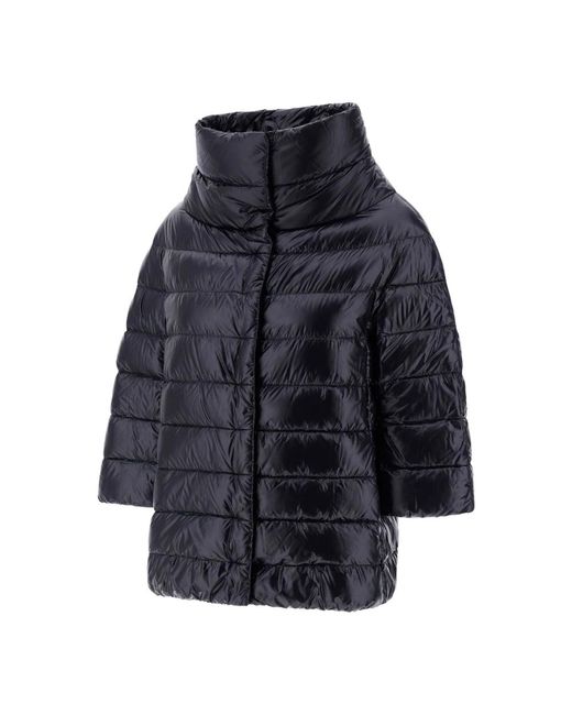 Herno Jassen ,Zwart ,Nylon Zwarte Nylon Aminta Cape in het Blue