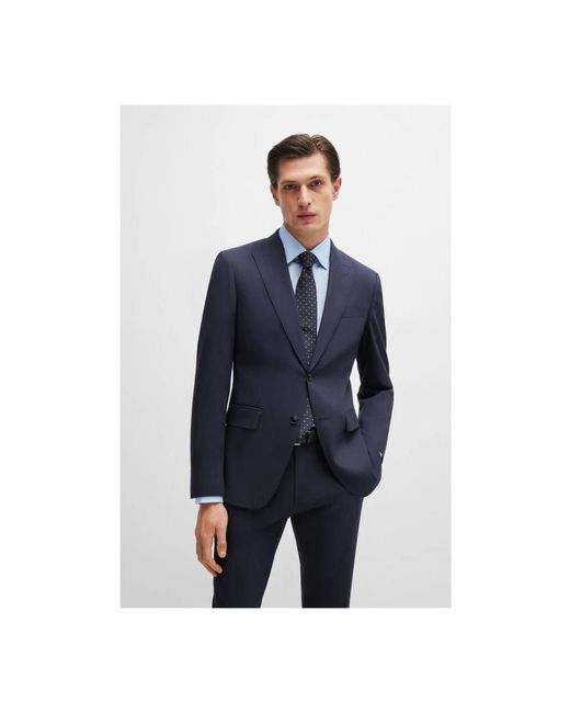 HUGO Gemengd Wollen Pak, Slim Fit, Volledig Gevoerd in het Blue voor heren