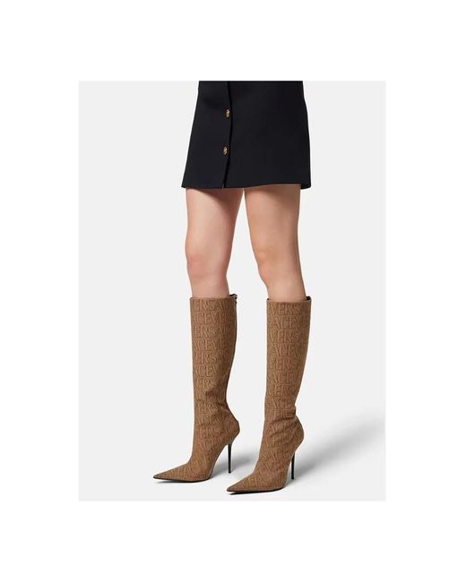 Versace Brown Knife Knit Boots 110