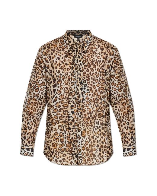 DSquared² Overhemden ,Bruin ,Katoen Animal Print Shirt in het Brown voor heren