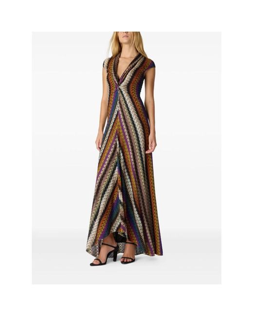 Missoni Kant Gebreide Jurk Aw25 in het Brown