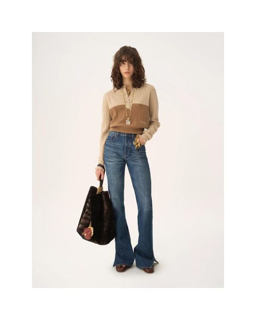 Chloé Natural Brauner Zopfmuster Pullover