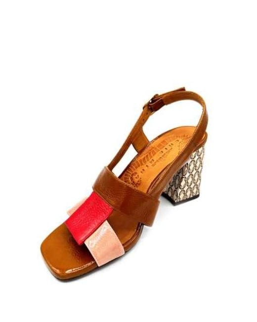 Chie Mihara Brown Leder sandalen mit puder und rotem detail