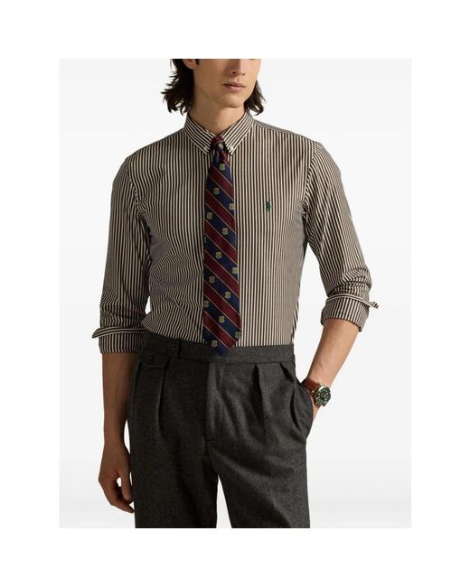 Polo Ralph Lauren Braun & Weißes Hemd Aw25 in Brown für Herren