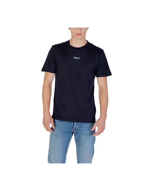 Replay Blauw Bedrukt T-Shirt Voor Mannen in het Blue voor heren