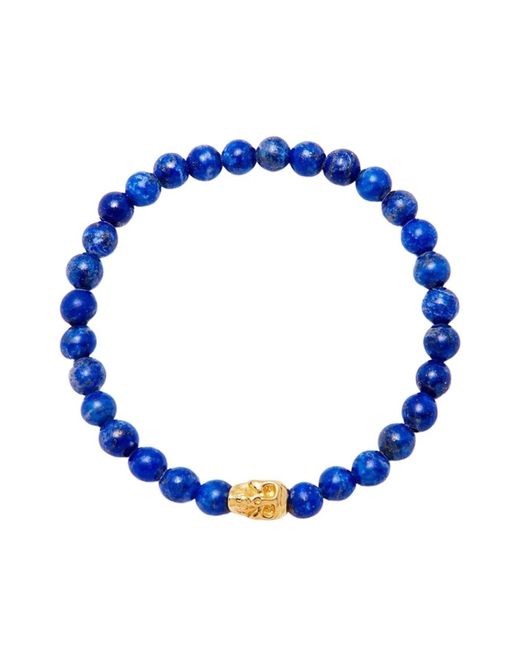 Nialaya Männer armband mit lapis und goldschädel in Blue für Herren