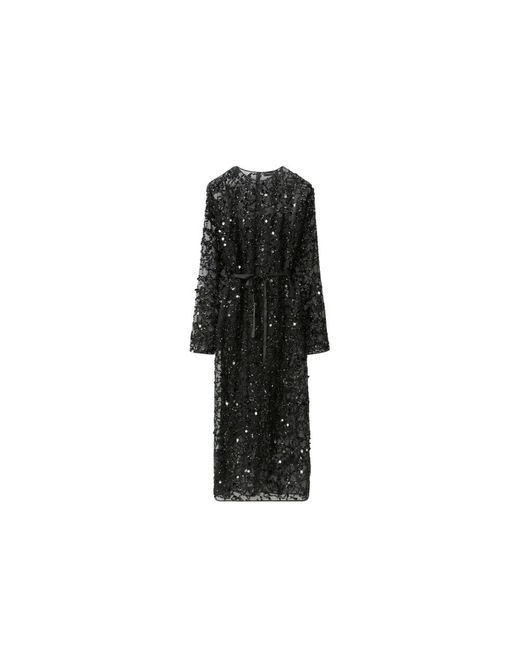 Fabiana Filippi Black Schwarzes Pailletten Midi Kleid Abend