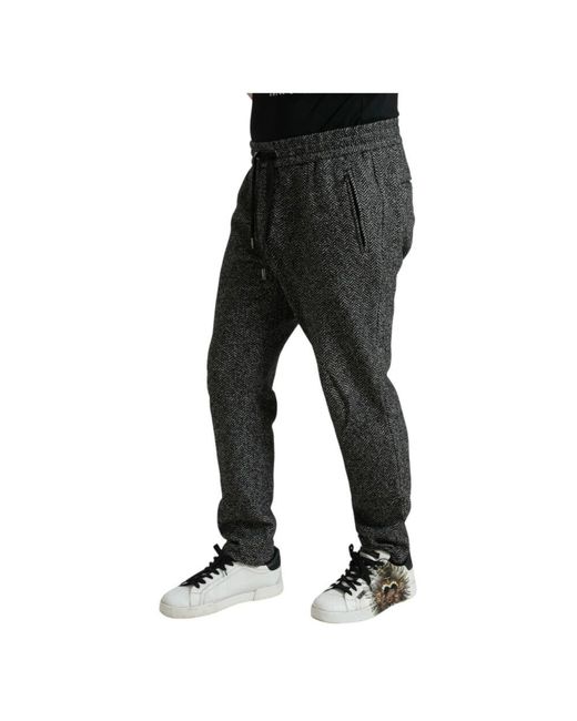 Dolce & Gabbana Elegante dunkelgraue jogginghose aus wollmischung in Black für Herren