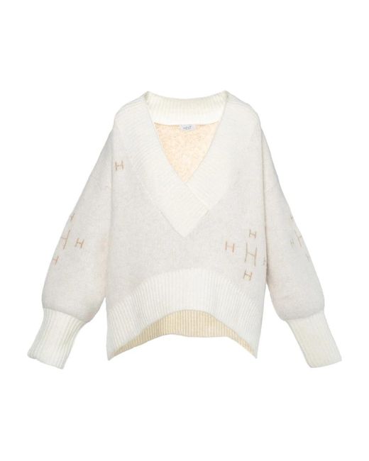 Hèst White V-ausschnitt pullover heavy strickoberteile weiß hést
