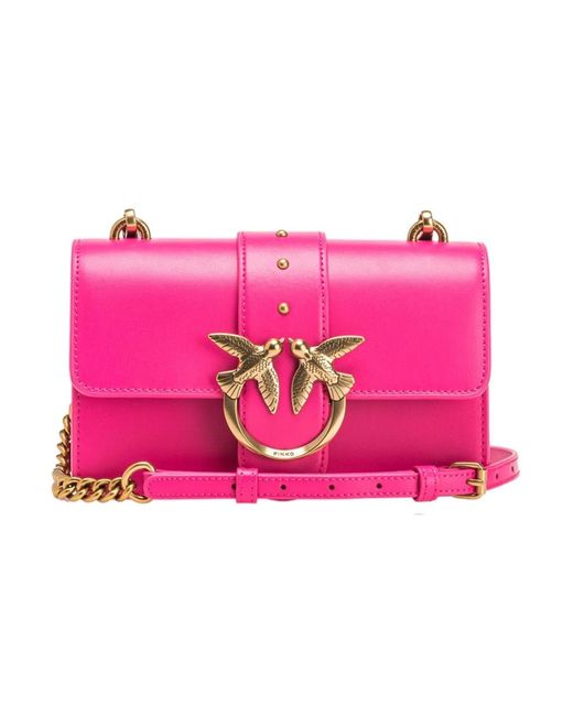 Studded leather mini love borsa di Pinko in Pink