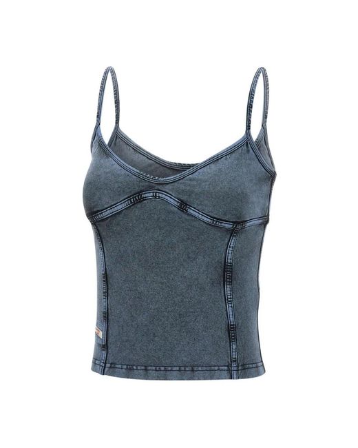 DIESEL Women's Blue Sleeveless Tops
