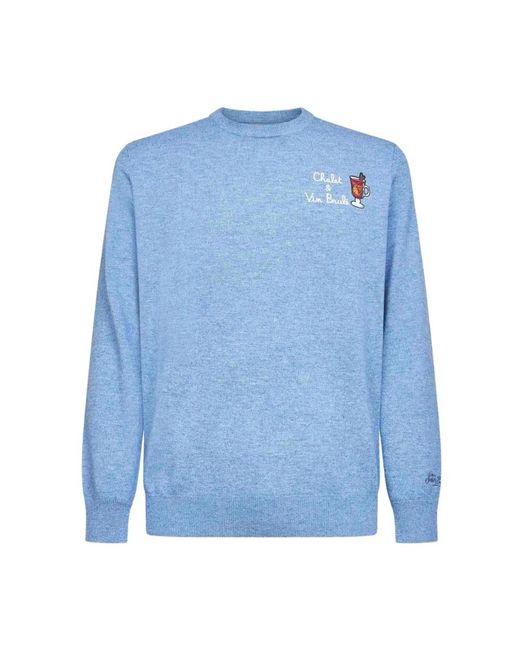 Mc2 Saint Barth Blue Round-Neck Knitwear for men