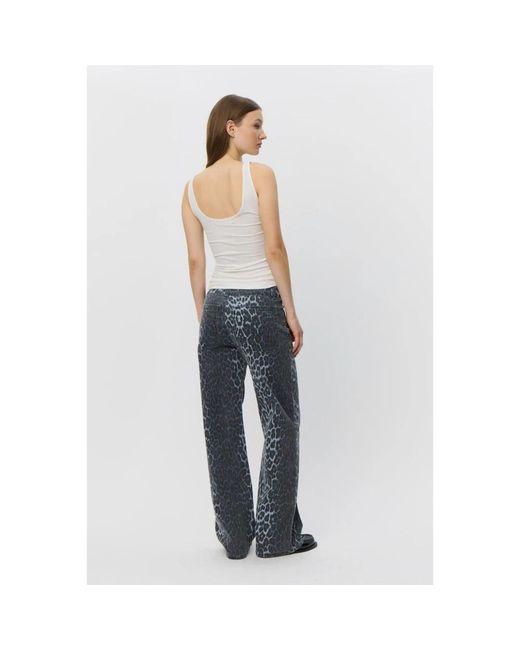 Sofie Schnoor Broeken ,Veelkleurig ,Luipaardprint Broek Blauw in het Gray