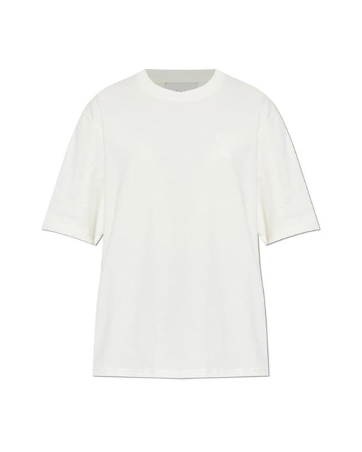 AMI Tops ,Katoen T-Shirt Met Logo in het White