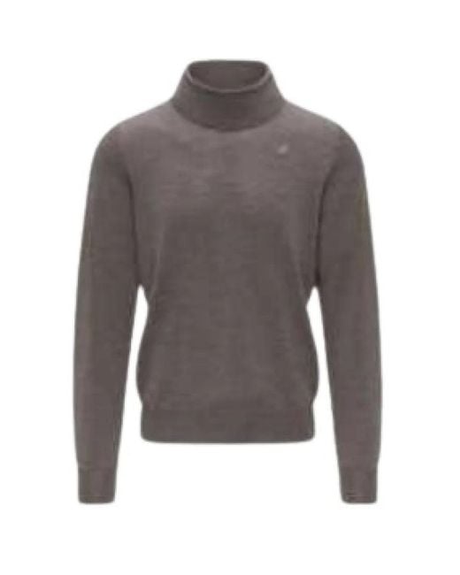 K-Way Wool Turtleneck in het Gray voor heren
