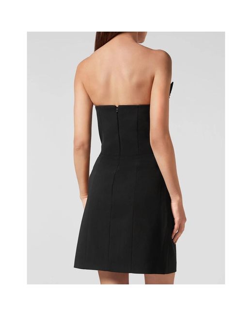 Philipp Plein Kleedjes ,Zwart ,Polyester Mini Jurk Thunder in het Black