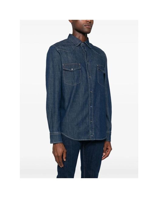 Jacob Cohen Blue Denim Shirts for men
