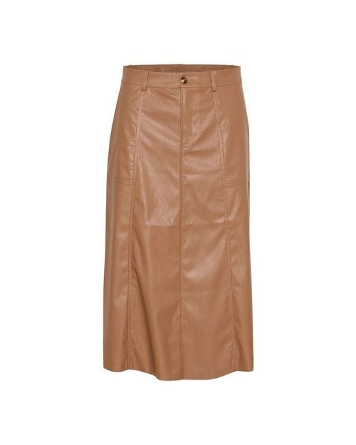 Cream Brown Midi Skirts