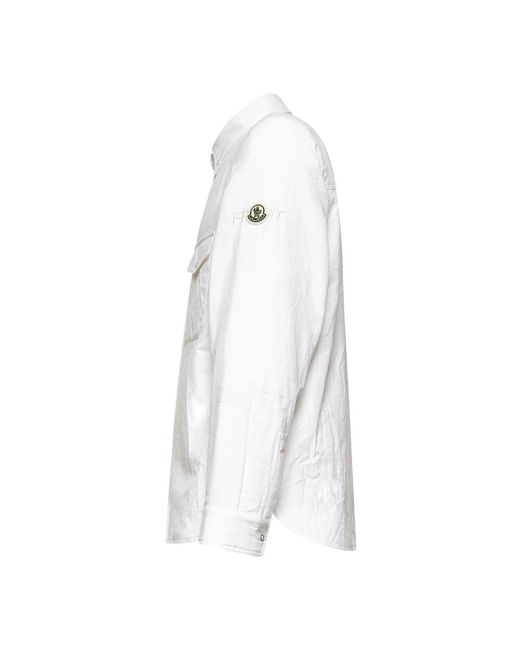 Moncler Weißes Oxford Baumwollhemd Mit Daunenfutter in White für Herren