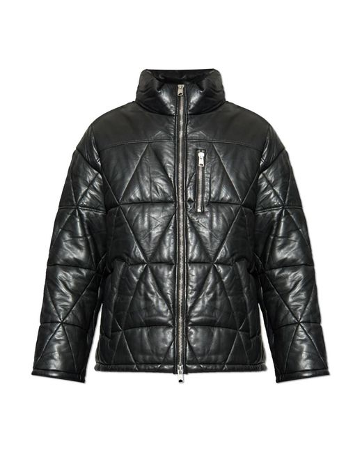 AllSaints Jassen ,Zwart ,Katoen Brockwell Leather Puffer Jacket in het Black voor heren