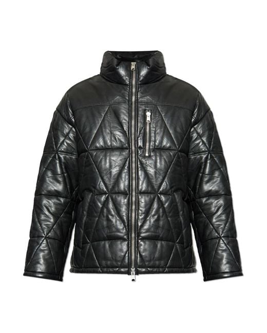 AllSaints Jassen ,Zwart ,Katoen Brockwell Leather Puffer Jacket in het Black voor heren