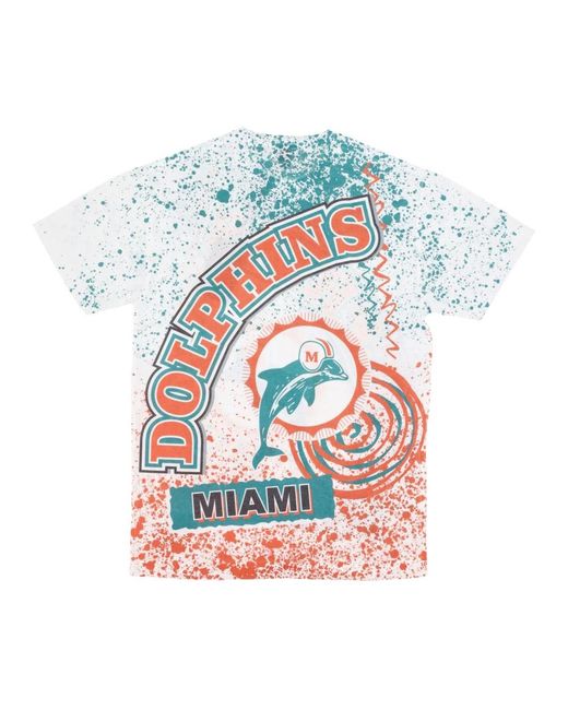 Mitchell & Ness Tops ,Veelkleurig ,Katoen Miami Dolphins Sublimated T-Shirt in het White voor heren