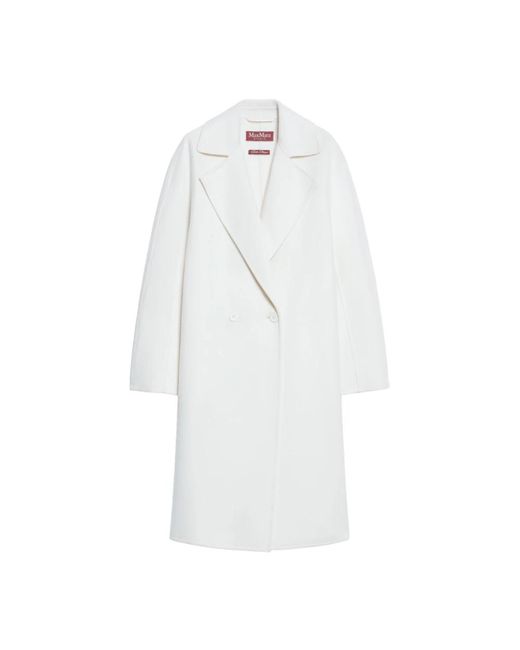 Abrigo Midi Blanco De Lana Y Cachemir, Mujer, Talla Max Mara de color White