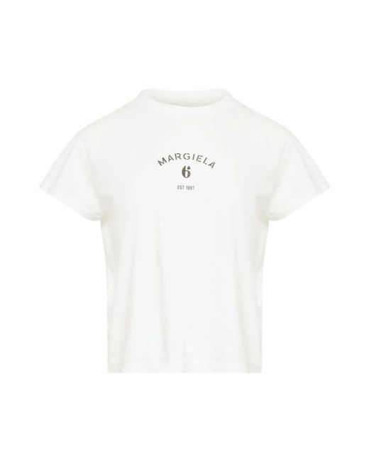 MM6 by Maison Margiela White T-Shirts