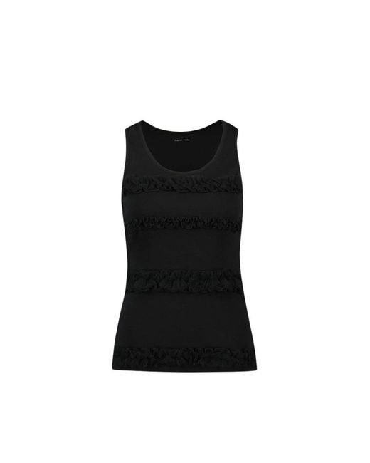 Simone Rocha Tops ,Zwart ,Katoen Ruffle Tank Top in het Black
