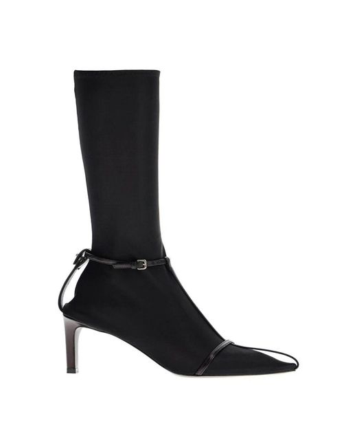 Jil Sander Black Lederknöchelstiefel mit schnallenriemen
