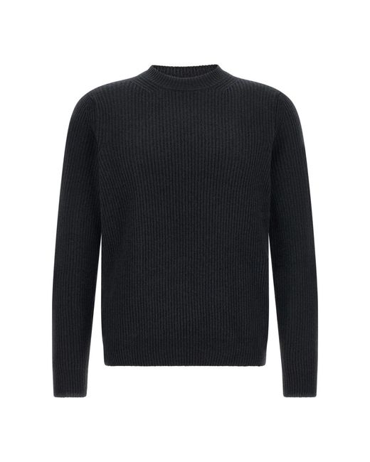 Zanone Black Round-Neck Knitwear for men