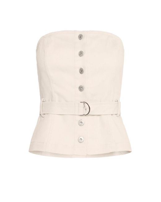 Ichi Sandshell Knoopblouse in het Natural