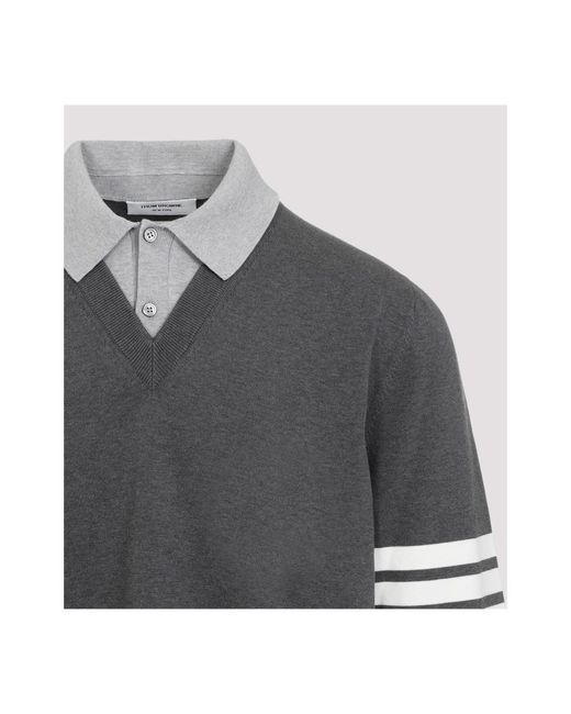 Thom Browne Grauer v-ausschnitt pullover in Gray für Herren