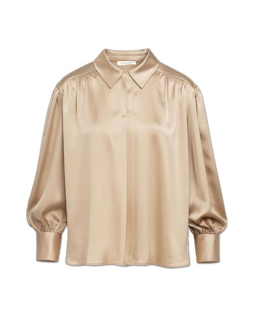 By Malene Birger Overhemden ,Polyester Leonora Satin Blouse in het Natural