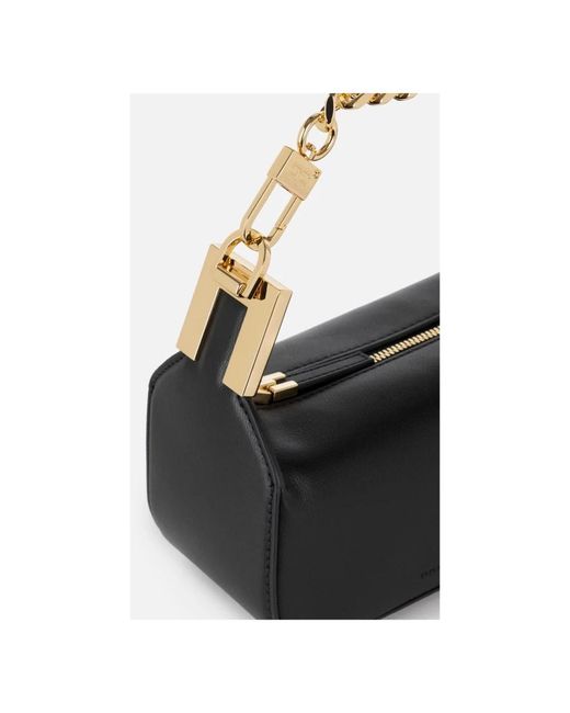 Elisabetta Franchi Black Schwarze mini-handtasche mit goldenem griff