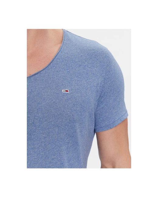 Tommy Hilfiger Slim fit jaspe v-ausschnitt t-shirt in Blue für Herren