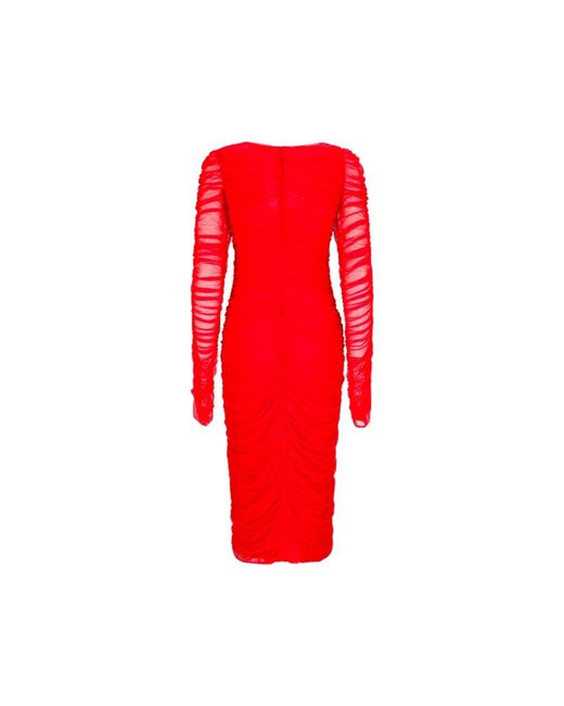 Blumarine Net Midi Dress in het Red