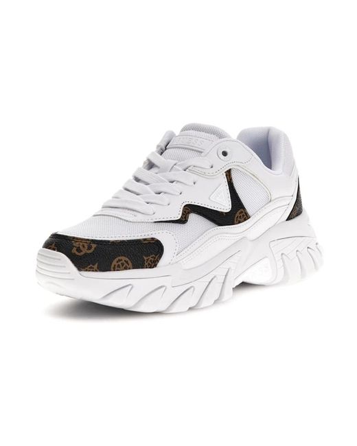 Guess White Abstract multicolor schnürsenkel-sneaker