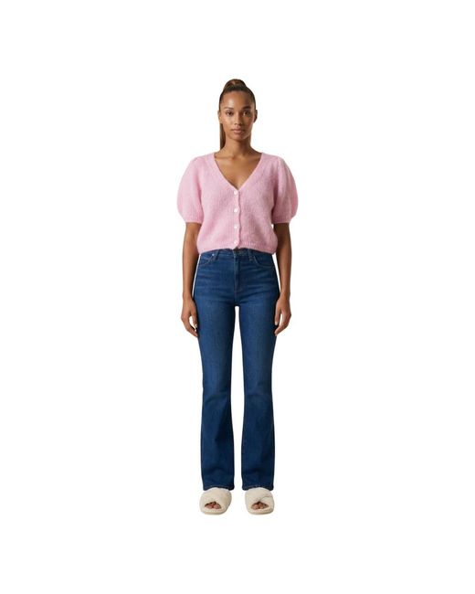 American Dreams Truien & Vesten ,Roze ,Wol V-Neck Cardigan in het Purple
