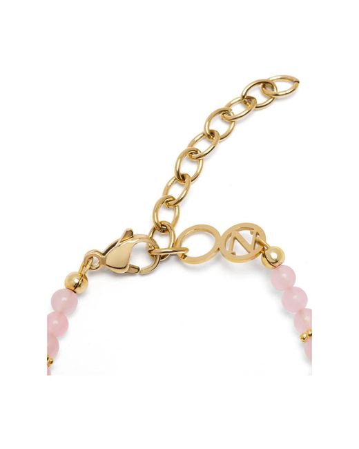 Nialaya Metallic Beaded bracelet with opal and mini pearls